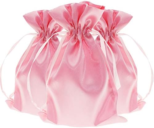 Knitial 50 Pack 6" x 9" Light Pink Satin Gift Bags with Drawstring, Large Gift Pouches, Wedding Favor Bags for Baby Shower Birthday Party Small Business by Knitial
