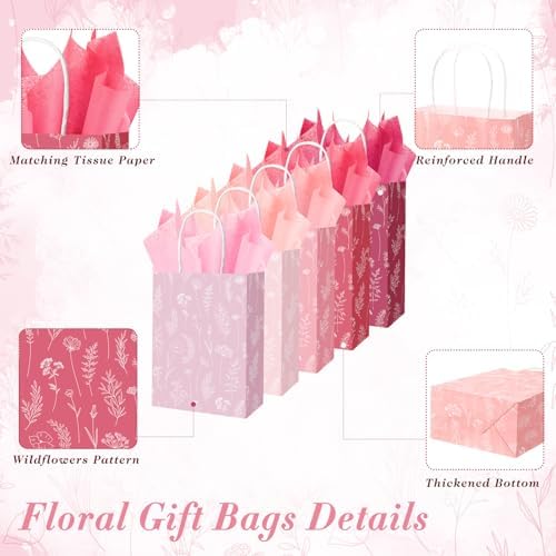 Kolldenn 100 Pcs Small Gift Bags Bulk, Pink, 8.27 x 5.91 x 3.15 Inch - Image 3