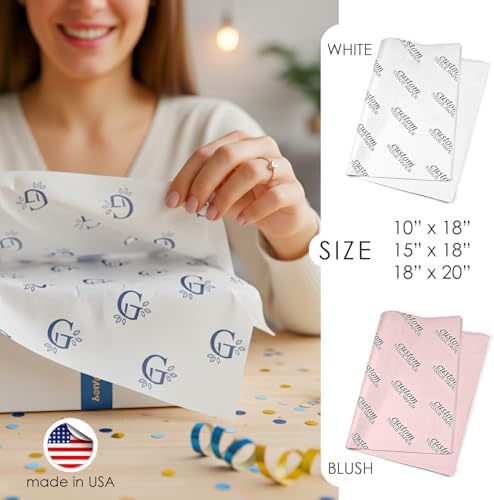 COACO Personalized Tissue Paper, Your Custom Design, Logo, or Text, Great for Holiday or Special Occasion, Small Business Packaging or Gift Wrapping, 20, 30, 50, or 100 Count, White (18"x15") - Image 5