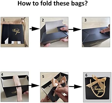 TKSBAG 100 Pack Small Thank You Gift Bags with Handles, 5.5''x 2.3''x4.7'' Mini Black Gift Bags Bulk for Baby Shower, Birthday, Wedding, Party Favors, Mother's Day - Image 5