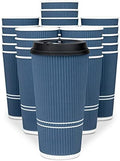 To Go Coffee Cups With Lids - 22 oz Disposable Coffee Cup With Lid. Large Togo Travel Paper Ripple Hot Cups Insulated For Hot, Cold Beverage Drinks, No Sleeves Needed (50, Royal Blue) by Glowcoast