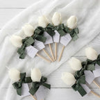 Conelist 24 Pack Tulip Candles White Flower Candle Wedding Favors for Guest by Conelist