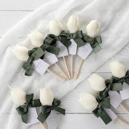 Conelist 24 Pack Tulip Candles White Flower Candle Wedding Favors for Guest by Conelist