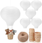 Meooeck 6 Pcs Hanging Hot Air Balloon Decorations Paper Lanterns 12 Inch Reusable Hot Air Balloon Decor Paper Lanterns Set for DIY Craft Wedding Birthday Christmas Home Living Room (White) by Meooeck