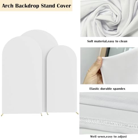 HAINARverS Set of 3 Stretchy Arch Backdrop Covers, White, 6FT/6.6FT/7.2FT - Image 4