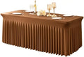 1 Packs Brown Spandex Tableclothes for 6 Foot Rectangle Tables, Wrinkle Free 6ft Fitted Table Cover Stretch Table Cloth Desk Skirt for Weddings Baby Shower Birthday Party Banquet Decorations by PartyTalk
