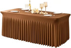 1 Packs Brown Spandex Tableclothes for 6 Foot Rectangle Tables, Wrinkle Free 6ft Fitted Table Cover Stretch Table Cloth Desk Skirt for Weddings Baby Shower Birthday Party Banquet Decorations by PartyTalk