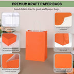 Mlyta 100 Pack 5.25x3.25x8.5 Inch Small Orange Kraft Paper Gift Bags with Handles Bulk for Goodie, Party Favor Brithday Grocery Shopping, Business Wedding Retail Craft Treat To Go, Merchandise Sacks - Image 4