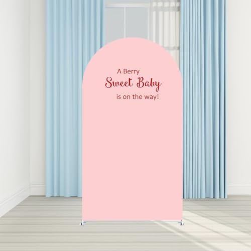 A Berry Sweet Baby is on The Way Arch Backdrop Cover Strawberry Theme Stretchy Arched Stands Covers Girls Birthday Baby Shower Party Decoration(Only Cover) - Image 2