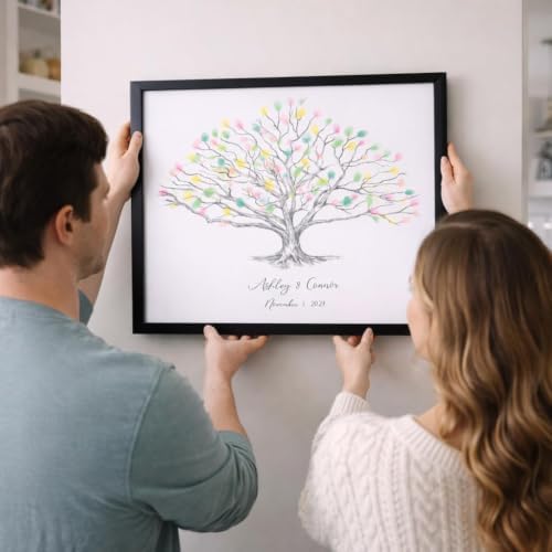 Guestbook Tree, Low Oak Thumbprint Alternative Guest Book Wedding, Family Reunions (Guestbook Sizes: 13" x 19" to 24" x 36") - Image 6