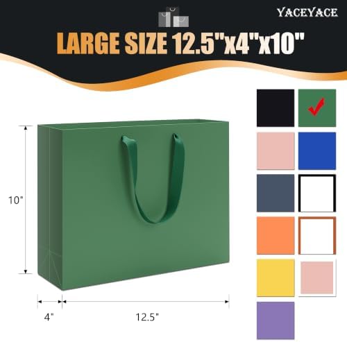YACEYACE Green Gift Bags Bulk, 20 Pack Green Gift Bags with Handles - Image 2