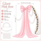 Giant Pink Bow with 100 Balloons Flower Vine for Wedding Backdrop - Image 3