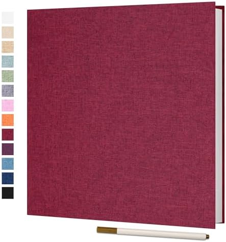 Vienrose Large Photo Album Self Adhesive for 4x6 8x10 10x12 Pictures Scrapbook Album DIY Scrap Book 40 Sticky Pages with A Metallic Pen 13"x12.6"40 Pages Red by Vienrose