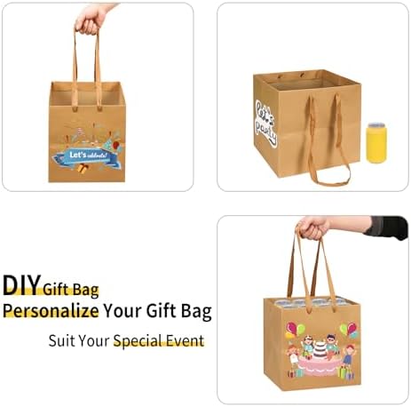 Aosric 12 Pack 12"x12"x12" Brown Square Gift Bags with Tissue Paper - Image 4
