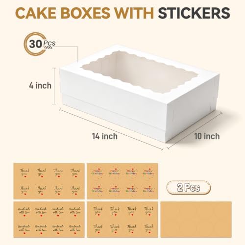 30pcs 14x10x4in Rectangular Quarter Sheet Cake Boxes with Window - Image 3