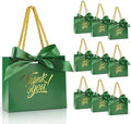EQOREIIN 100 Pack Small Thank You Gift Bags with Handles & Ribbon, Green by EQOREIIN