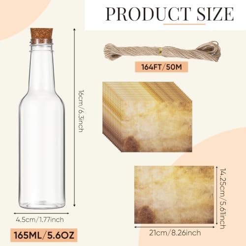 Baderke 100 Pcs 5.6 oz Message Bottles Kit Pirate Party Favors, Vintage - Image 2