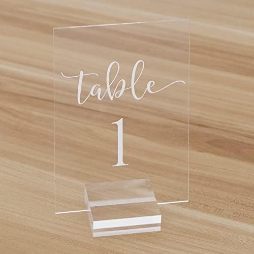 Acrylic Wedding Table Numbers 1-30 with Stand- 4x6 Inch Clear Sign Printed Calligraphy Font, Acrylic Table Numbers with Holder Base for Wedding Party Reception - Image 3