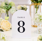 UNIQOOO White Arch Wedding Table Numbers with Stands 1-30, 5x7" Acrylic Signs and Holders, Perfect for Centerpiece, Reception, Decoration, Party, Anniversary, Event - Image 5