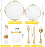 Hioasis 350 Pcs Clear Gold Plates for Party - Image 2