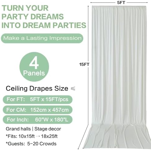 20ft×15ft Ivory Backdrop Curtain for Wedding Parties - Image 6