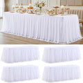 4 Pack White Tablecloth for 8 Foot Rectangle Tables with Tulle Table Skirt by PartyTalk