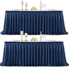 2 Panels Navy Blue Desk Skirt for Teacher Desk 6ft Table Skirts for Rectangle Tables 6ft Spandex Curtain Table Skirt for Classroom Ruffle Fabric Tablecloth for Party Wedding Baby Shower Decorations by Tao-GePartyDecorations