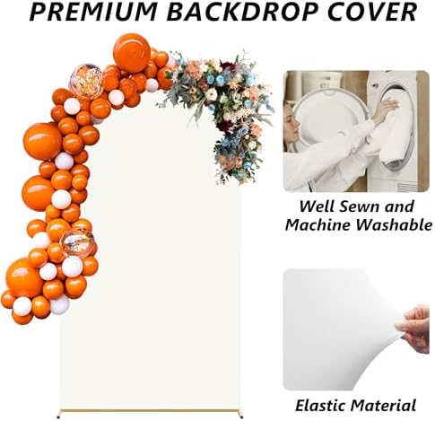 Neatsure Arch Backdrop Stand and Cover Set, 7.2FT Metal Photo Balloon Arch Backdrop Stand for Wedding Birthday Party Baby Shower Ceremony Graduation Decoration, Ivory - Image 3