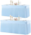 2 Pack Baby Blue Table Cloth for 6 Foot Rectangle Tables Spandex Fitted Tablecloth 6ft Stretch Table Covers Skirt Baby Blue Banquet Tablecloths Wrinkle Free Tablecloth for Party Wedding Birthday Event by Tao-GePartyDecorations