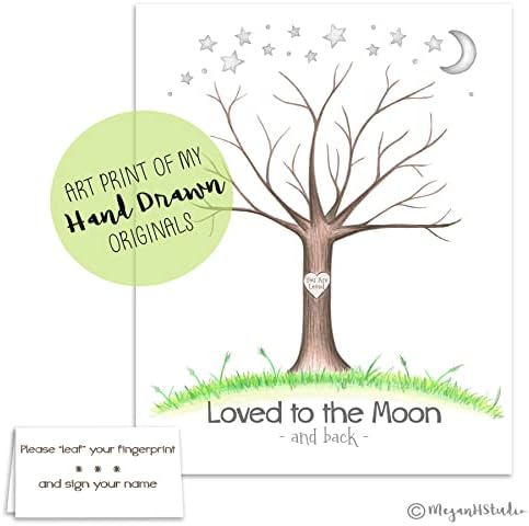 To the Moon and Back Baby Shower Fingerprint Tree, Gender Neutral, 11x14 - Image 3