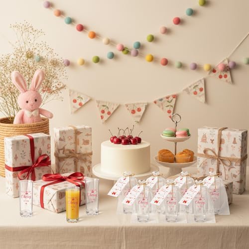 Sliner 50 Sets Baby Shower The Cherry Shot Glass Gift Bulk for Guests - Image 6