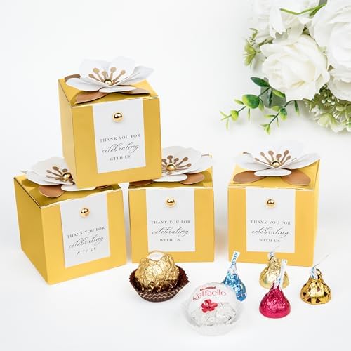 FEIYI 20 PCS Favor Boxes, Gold Candy Boxes 2.55x2.55x2.55 - Image 4