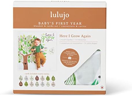 Lulujo Baby’s First Year Milestone Blanket and Card Set | 40in x 40in (Here I Grow Again) - Image 4