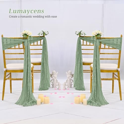 50 PCS Cheesecloth Chair Sashes Bows Wedding Aisle Decorations Chair Ribbon Ties Back Sash for Wedding Party Events Banquet Chair Cover Decoration (Sage Green) - Image 6