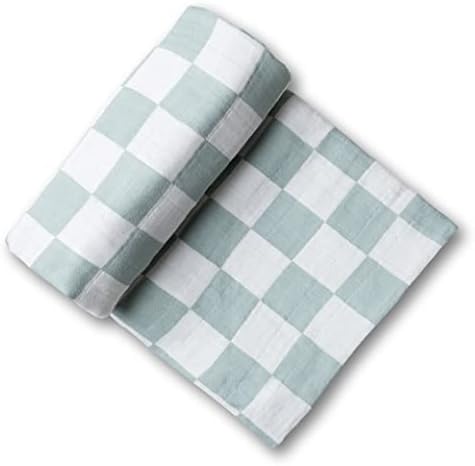 Miaoberry 100% Organic Muslin Swaddle Set| Sage Green Checkered - Image 7