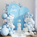 Set of 2 Arch Backdrop Covers 7.2FT, 6FT Blue and Oh Baby Decal Sign - Adjustable Spandex Arch Covers Stretchy Backdrop for Wedding Birthday Party Baby Shower Banquet Decoration by Newleafly
