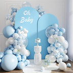 Set of 2 Arch Backdrop Covers 7.2FT, 6FT Blue and Oh Baby Decal Sign - Adjustable Spandex Arch Covers Stretchy Backdrop for Wedding Birthday Party Baby Shower Banquet Decoration by Newleafly