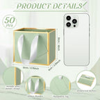 Yeaqee 50 Pcs Mini Metallic Paper Gift Bags with Handle, Sage Green, Gold - Image 2