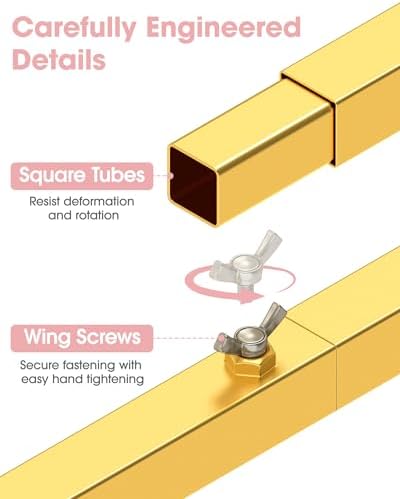Pureegg Square Backdrop Stand - 6.6FT Gold Balloon Arch Stand with Adjustable Leveling Feet, Easy-to-Assemble Metal Wedding Arch for Wedding Decor, Parties - Image 4