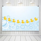 Rubber Duck Photo Backdrop Duck Baby Shower Backdrop Yellow Rubber Ducky Bubbles Photography Background Children Kids Newborn Birthday Party Decoration Banner Vinyl Photoshoot Props 20x10ft - Image 2