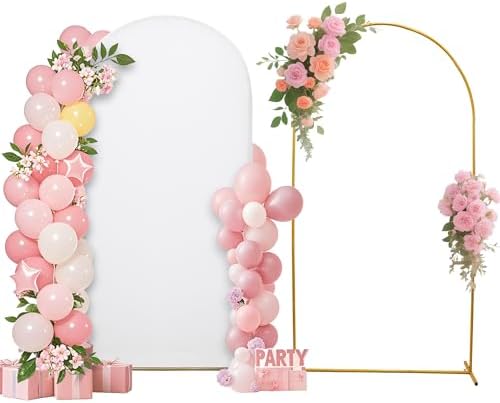 7.2FT Wedding Arch Cover – Stretchy Spandex Fabric Backdrop for Arch Stand by SUKAIKEQA