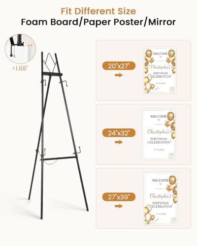 53.9" Black Easel Stand for Sign, Display Easel for Wedding Sign, Painting - Image 3