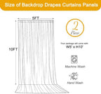 10ft x 10ft Navy Blue Backdrop Curtains, 2 Panels Navy Drapes for Backdrop - Image 4