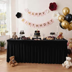 6 Packs Black Table Clothes for 6 Foot Rectangle Tables, Wrinkle Resistant Stretch Spandex Table Covers Fitted Tablecloth with Skirt for Event Banquet Wedding Birthday Party - Image 3