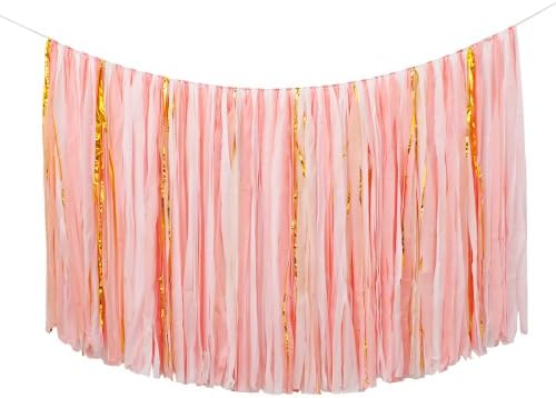 PapaKit 5ft Extra Large Streamer Party Garland Backdrop (White & Pink) by PapaKitCreativeDecoration