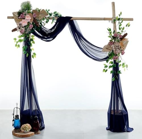 Pack of 2 Wedding Arch Drape Panel Fabric 30" x 100ft - Navy Blue - Image 2