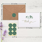 100 Heavyweight Blank Thank You Cards with Envelopes for a Personal Touch, Eucalyptus Thank You Card for Any Occasion, Wedding, Bulk Pack Card with Envelopes & Stickers (3.7 x 5.1 Inches) (100 Pack) - Image 7