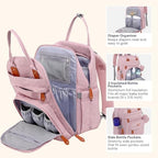 BabbleRoo Diaper Bag Backpack - Baby Essentials Travel Tote - Multi function Water Resistant Diaper Bag, Travel Essentials Baby Bag with Changing Pad, Stroller Straps & Pacifier Case - Unisex, Pink - Image 4