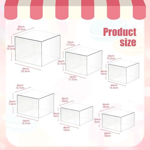 6 Pcs Acrylic Buffet Risers, Clear Stackable Food Display Stand - Image 2