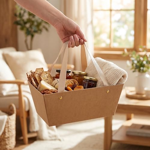 WRITWAA 10pcs Empty Baskets Kraft Basket Bulk with Handles 9.8x6.5x4.3 Easy to Fill for Wedding Party Graduation Birthday Baby Shower Thanksgiving Christmas Brown - Image 6